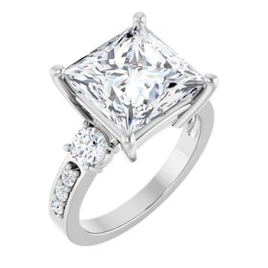 Platinum 10x10 mm Square Ring Mounting
