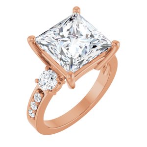 14K Rose Gold 10x10 mm Square Ring Mounting