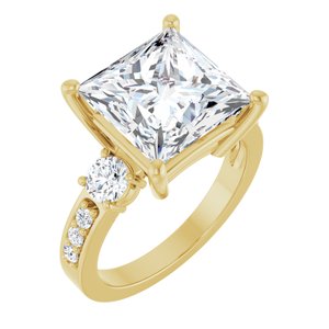 18K Yellow Gold 10x10 mm Square Ring Mounting