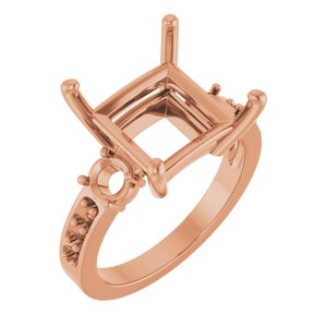 18K Rose Gold 10x10 mm Square Ring Mounting – image 2