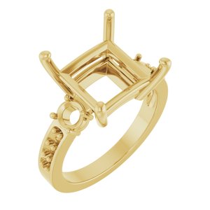 14K Yellow Gold 10x10 mm Square Ring Mounting – image 2