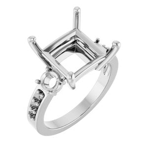 18K White Gold 10x10 mm Square Ring Mounting – image 2