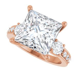 18K Rose Gold 10x10 mm Square Ring Mounting – image 8