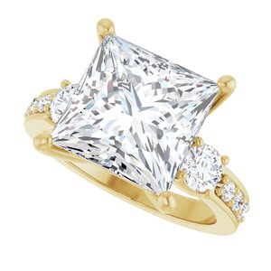 10K Yellow Gold 10x10 mm Square Ring Mounting – image 8