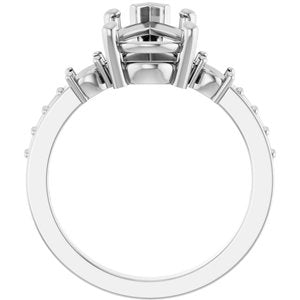 14K X1 White Gold 13x8 mm Pear Ring Mounting – image 4