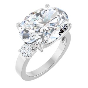 14K White Gold 16x12 mm Oval Ring Mounting