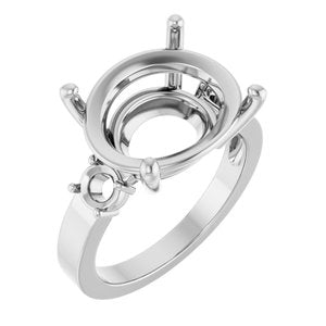 14K White Gold 16x12 mm Oval Ring Mounting – image 2