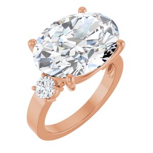 14K Rose Gold 16x12 mm Oval Ring Mounting