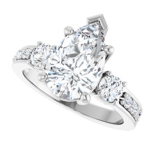 10K White Gold 12x7.5 mm Pear Ring Mounting – image 8