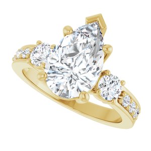14K Yellow Gold 12x7.5 mm Pear Ring Mounting – image 8
