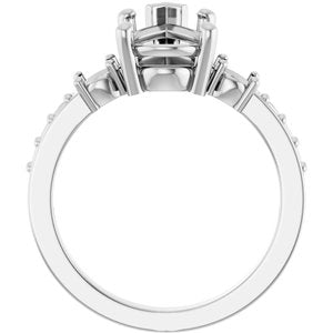 14K X1 White Gold 12x7.5 mm Pear Ring Mounting – image 4