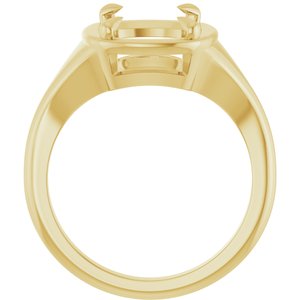 14K Yellow Gold 11x9 mm Elongated Cushion Ring Mounting – image 4