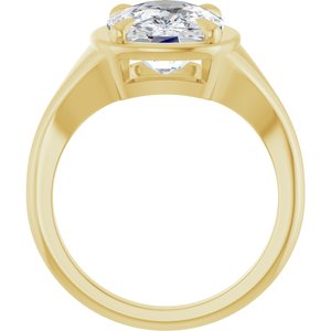 14K Yellow Gold 11x9 mm Elongated Cushion Ring Mounting – image 3