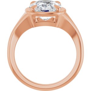14K Rose Gold 11x9 mm Elongated Cushion Ring Mounting – image 3