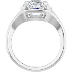 18K White Gold 11x9 mm Elongated Cushion Ring Mounting – image 3