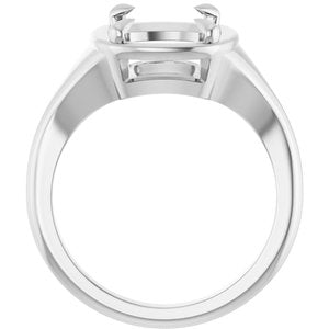 14K White Gold 11x9 mm Elongated Cushion Ring Mounting – image 4