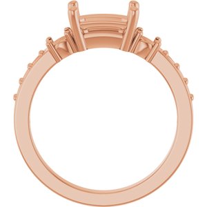 10K Rose Gold 7.5x5.5 mm Emerald Ring Mounting – image 4