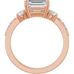 10K Rose Gold 7.5x5.5 mm Emerald Ring Mounting – image 3