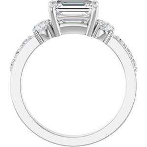 14K X1 White Gold 7.5x5.5 mm Emerald Ring Mounting – image 3