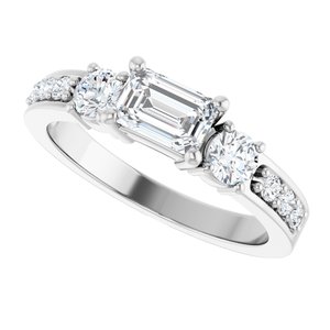 10K White Gold 6x4 mm Emerald Ring Mounting – image 8