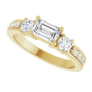14K Yellow Gold 6x4 mm Emerald Ring Mounting – image 8