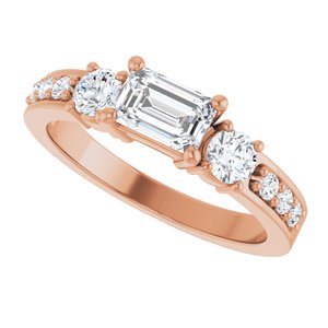 18K Rose Gold 6x4 mm Emerald Ring Mounting – image 8