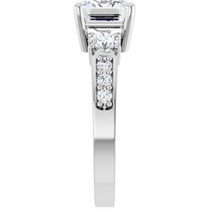 10K White Gold 8.5x6.5 mm Emerald Ring Mounting – image 7