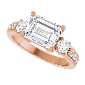 10K Rose Gold 8.5x6.5 mm Emerald Ring Mounting – image 8