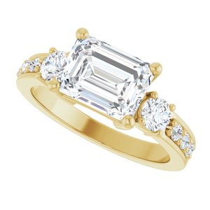 10K Yellow Gold 8.5x6.5 mm Emerald Ring Mounting – image 8