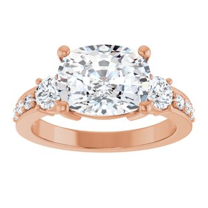 18K Rose Gold 10x8 mm Elongated Cushion Ring Mounting – image 5