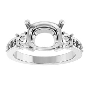 14K White Gold 10x8 mm Elongated Cushion Ring Mounting – image 6
