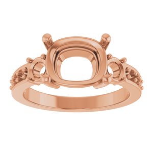 14K Rose Gold 10x8 mm Elongated Cushion Ring Mounting – image 6