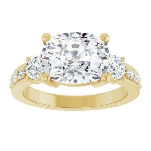 14K Yellow Gold 10x8 mm Elongated Cushion Ring Mounting – image 5