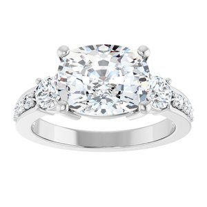 14K X1 White Gold 10x8 mm Elongated Cushion Ring Mounting – image 5