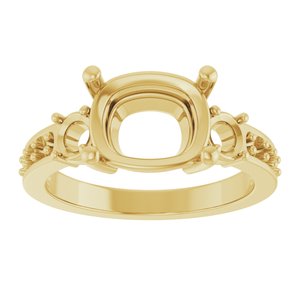 18K Yellow Gold 10x8 mm Elongated Cushion Ring Mounting – image 6