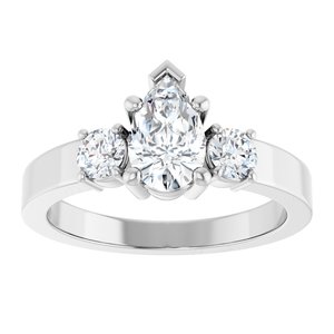 10K White Gold 8x5 mm Pear Ring Mounting – image 5