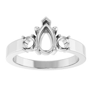 14K White Gold 8x5 mm Pear Ring Mounting – image 6