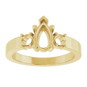 18K Yellow Gold 8x5 mm Pear Ring Mounting – image 6