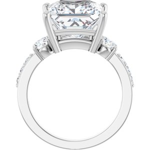 18K White Gold 10x10 mm Square Ring Mounting – image 3