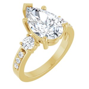 14K Yellow Gold 13x8 mm Pear Ring Mounting