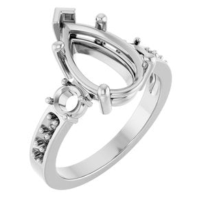 14K X1 White Gold 13x8 mm Pear Ring Mounting – image 2