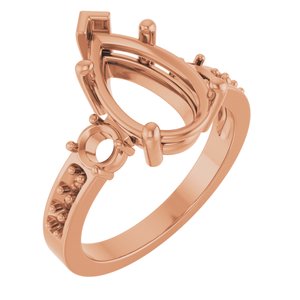 10K Rose Gold 13x8 mm Pear Ring Mounting – image 2
