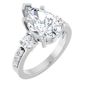 Sterling Silver 13x8 mm Pear Ring Mounting