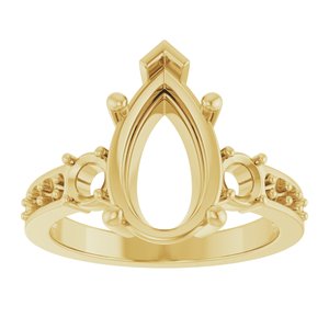 18K Yellow Gold 13x8 mm Pear Ring Mounting – image 6