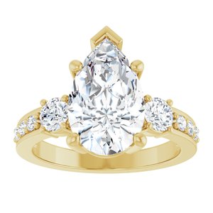18K Yellow Gold 13x8 mm Pear Ring Mounting – image 5
