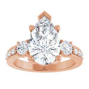 18K Rose Gold 13x8 mm Pear Ring Mounting – image 5