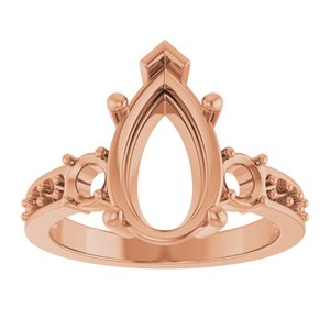 18K Rose Gold 13x8 mm Pear Ring Mounting – image 6