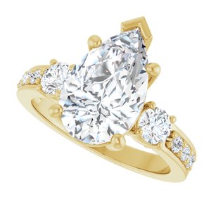 18K Yellow Gold 13x8 mm Pear Ring Mounting – image 8