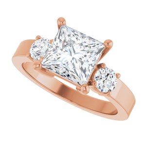 10K Rose Gold 7x7 mm Square Ring Mounting – image 8