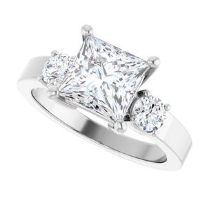 18K White Gold 7x7 mm Square Ring Mounting – image 8